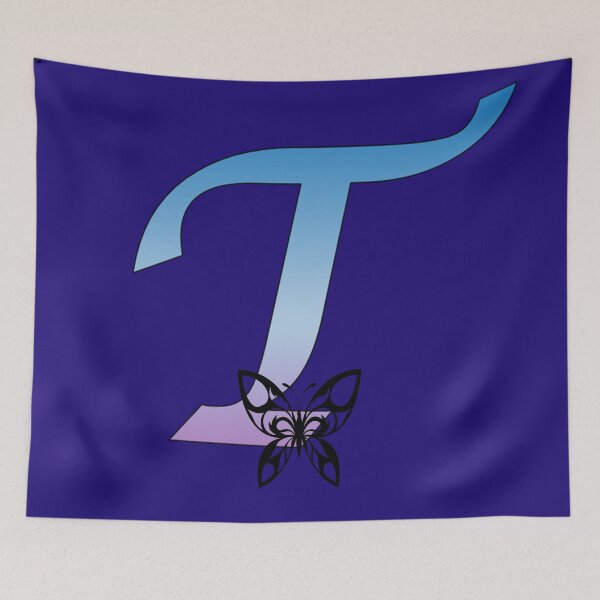 Item preview, Butterfly Silhouette on Monogram Letter T Gradient Blue Purple designed and sold by AliCatOriginals.
