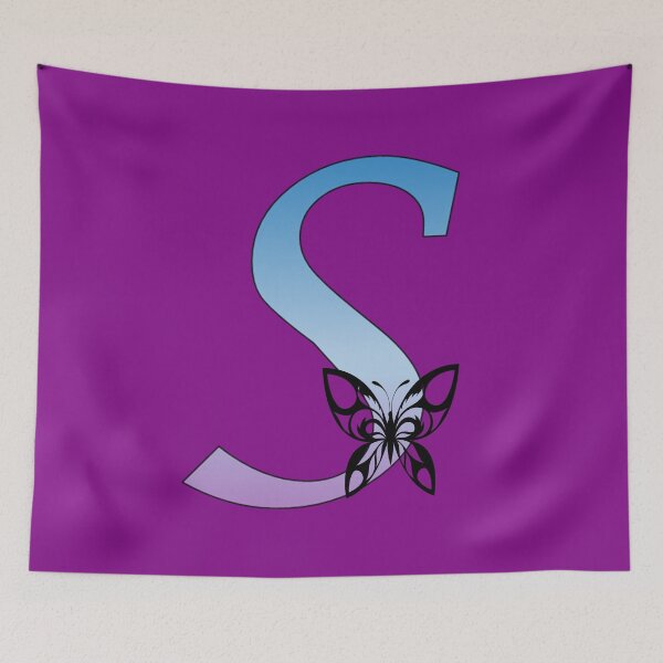 Item preview, Butterfly Silhouette on Monogram Letter S Gradient Blue Purple designed and sold by AliCatOriginals.