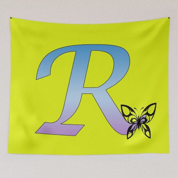 Item preview, Butterfly Silhouette on Monogram Letter R Gradient Blue Purple designed and sold by AliCatOriginals.