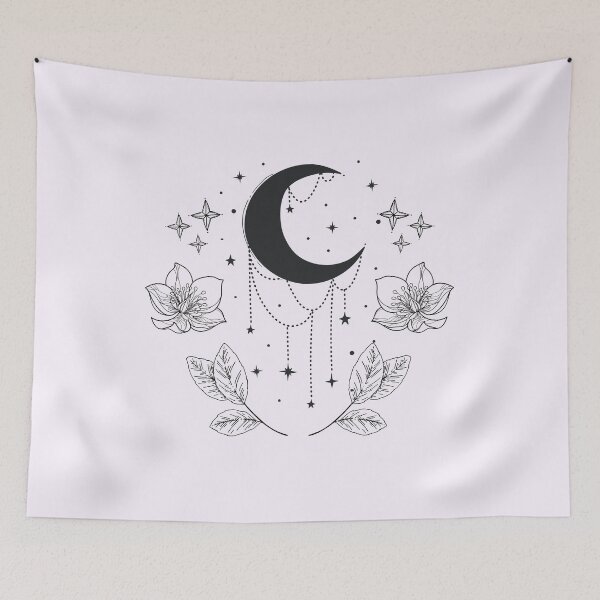 Item preview, Lunar and Botanical Sketch in Fairycore & Cottagecore Aesthetic designed and sold by MiaDelelai.