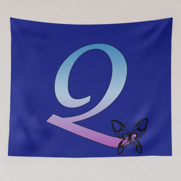 Item preview, Butterfly Silhouette on Monogram Letter Q Gradient Blue Purple designed and sold by AliCatOriginals.