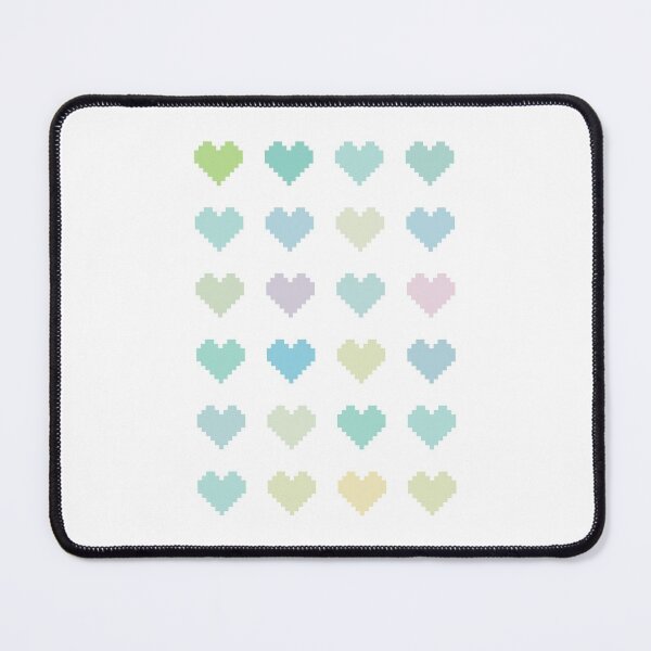 Item preview, 20 pixel design hearts in pastel tones - blue green - on light gray designed and sold by greatnorris.