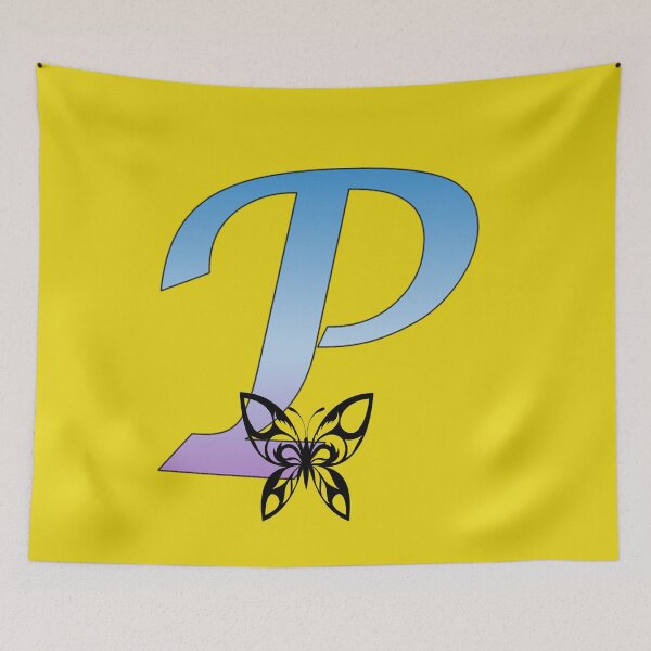 Item preview, Butterfly Silhouette on Monogram Letter P Gradient Blue Purple designed and sold by AliCatOriginals.