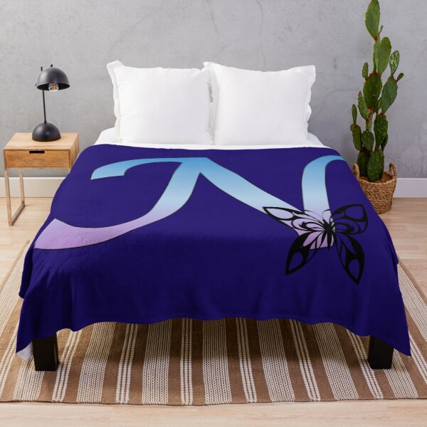 Item preview, Butterfly Silhouette on Monogram Letter N Gradient Blue Purple designed and sold by AliCatOriginals.