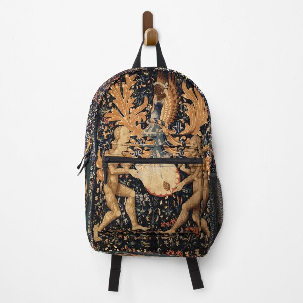 Item preview, COAT OF ARMS WITH WILD MEN HOLDING ARMOUR Antique Floral Heraldic Tapestry designed and sold by BulganLumini.