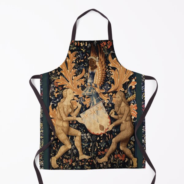 Item preview, COAT OF ARMS WITH WILD MEN HOLDING ARMOUR Antique Floral Heraldic Tapestry designed and sold by BulganLumini.