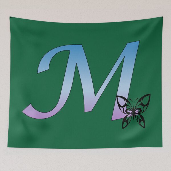 Item preview, Butterfly Silhouette on Monogram Letter M Gradient Blue Purple designed and sold by AliCatOriginals.