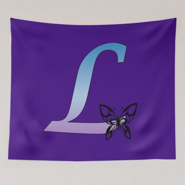 Item preview, Butterfly Silhouette on Monogram Letter L Gradient Blue Purple designed and sold by AliCatOriginals.