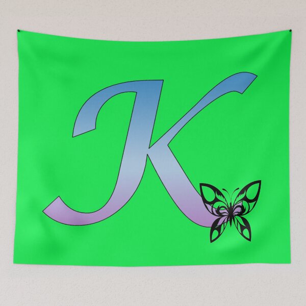 Item preview, Butterfly Silhouette on Monogram Letter K Gradient Blue Purple designed and sold by AliCatOriginals.