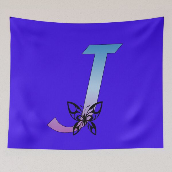 Item preview, Butterfly Silhouette on Monogram Letter J Gradient Blue Purple designed and sold by AliCatOriginals.