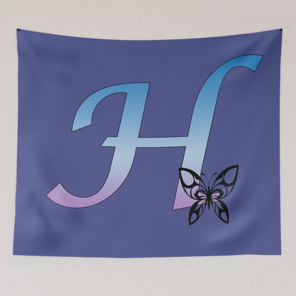 Item preview, Butterfly Silhouette on Monogram Letter H Gradient Blue Purple designed and sold by AliCatOriginals.