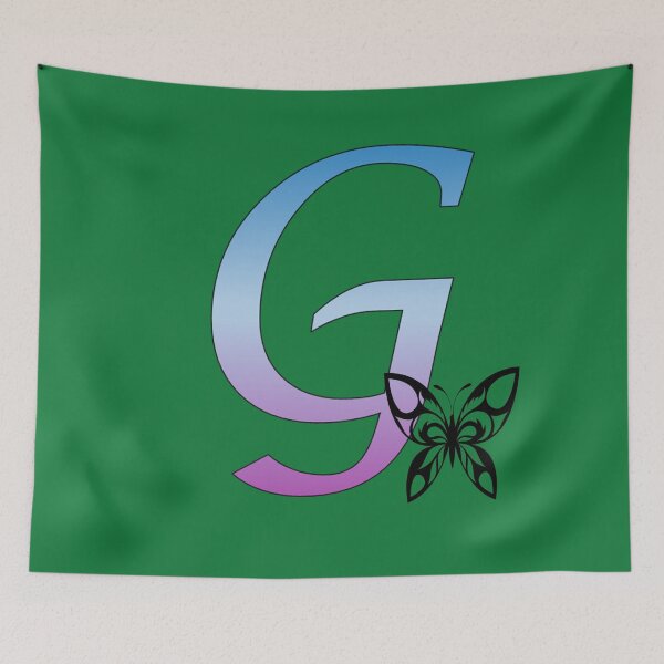 Item preview, Butterfly Silhouette on Monogram Letter G Gradient Blue Purple designed and sold by AliCatOriginals.