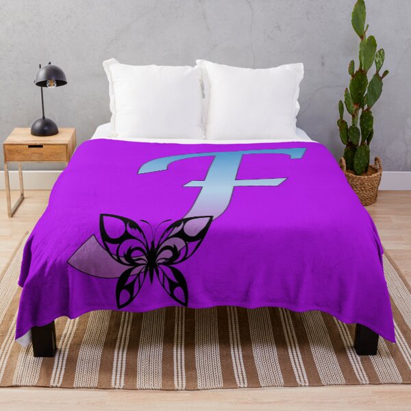 Item preview, Butterfly Silhouette on Monogram Letter F Gradient Blue Purple designed and sold by AliCatOriginals.