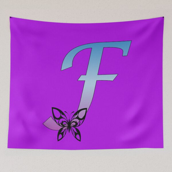 Item preview, Butterfly Silhouette on Monogram Letter F Gradient Blue Purple designed and sold by AliCatOriginals.