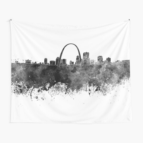 St Louis skyline in black watercolor Tapestry