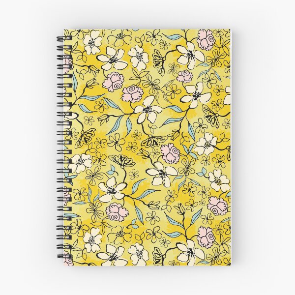 Item preview, yellow summertime floral pattern with a touch of pink designed and sold by rysunki-malunki.