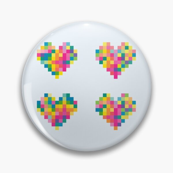 Artikelvorschau, 4 Herzen im neonfarbenen Pastellpixel-Design - Valentinstag - rosa - gelb - orange - blau - grün entworfen und verkauft von greatnorris.
