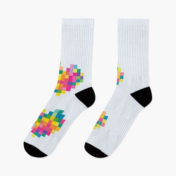 Item preview, 4 hearts in a neon pastel color pixel design - valentines day - pink - yellow - orange - blue - green designed and sold by greatnorris.