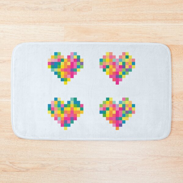 Artikelvorschau, 4 Herzen im neonfarbenen Pastellpixel-Design - Valentinstag - rosa - gelb - orange - blau - grün entworfen und verkauft von greatnorris.