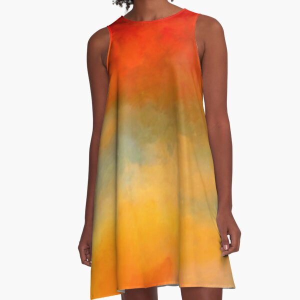 Sunset Colors Abstract Painting Ladies Scarf A-Line Dress
