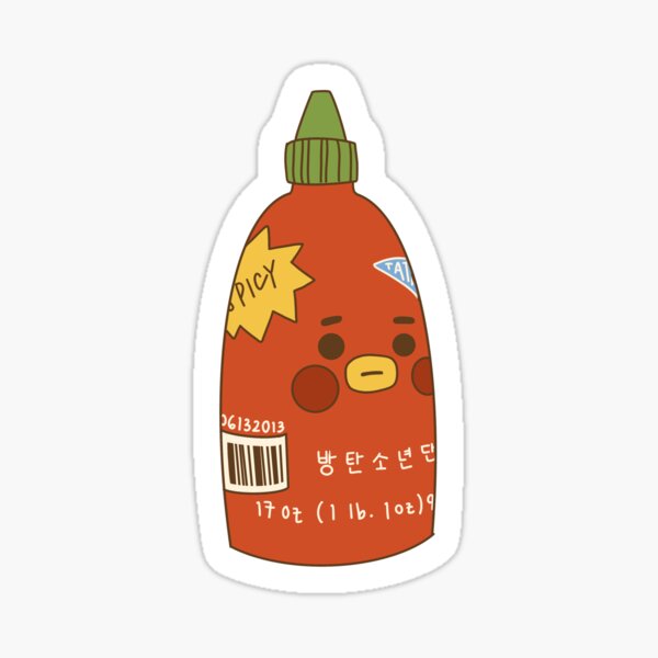 Pegatina Botella de salsa Baby Tata Sriracha Linda Pegatina