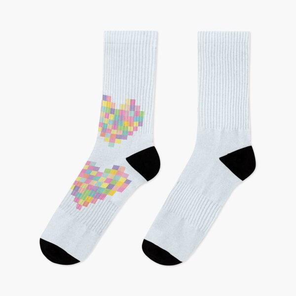 Item preview, 4 hearts in a neon pastel color pixel design - valentines day - pink - yellow - orange - blue designed and sold by greatnorris.