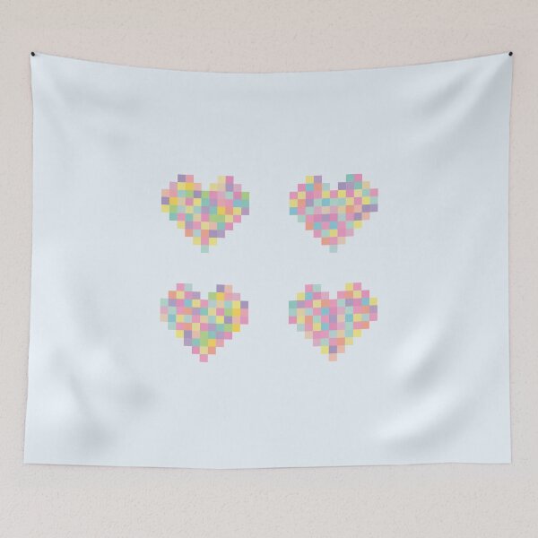 Artikelvorschau, 4 Herzen in einem neonfarbenen Pastellfarben-Pixel-Design - Valentinstag - Pink - Gelb - Orange - Blau entworfen und verkauft von greatnorris.