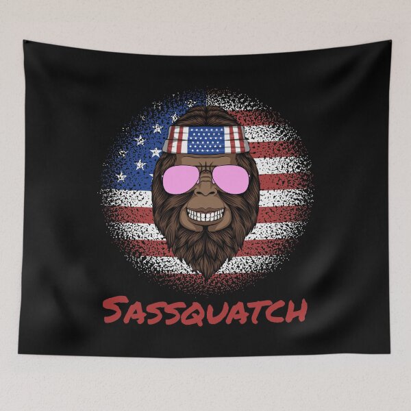 Item preview, Sassquatch - Badass With An Attitude To Match - Patriotic American - Black designed and sold by crazycollective.