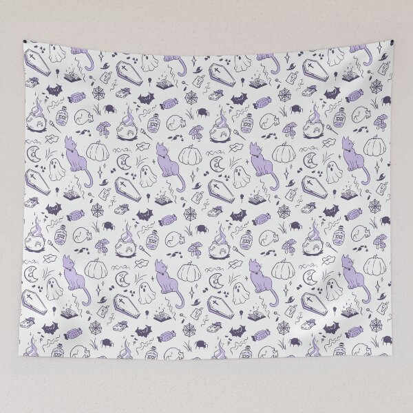 Item preview, Purple and Black Cute Halloween Pattern designed and sold by TaroTaroStudio.