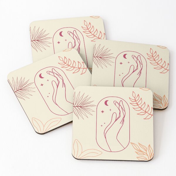 Item preview, Boho Plant Line Drawing with Celestial Hand Moon and Stars designed and sold by mainsqueezemar.