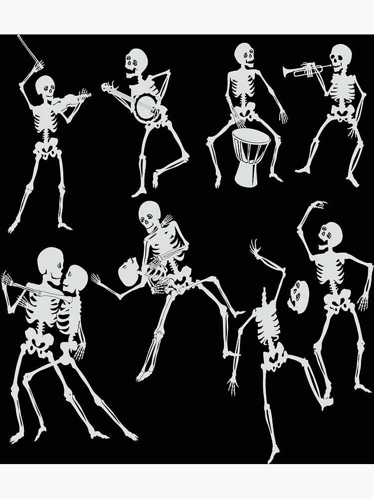 Dancing Skeleton Couples Skeleton Band Skeleton Party Poster For Sale By Femmefool Redbubble