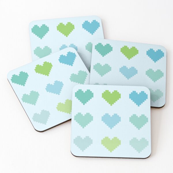Item preview, 9 hearts - pastel color pixel design - valentines day - blue and green designed and sold by greatnorris.