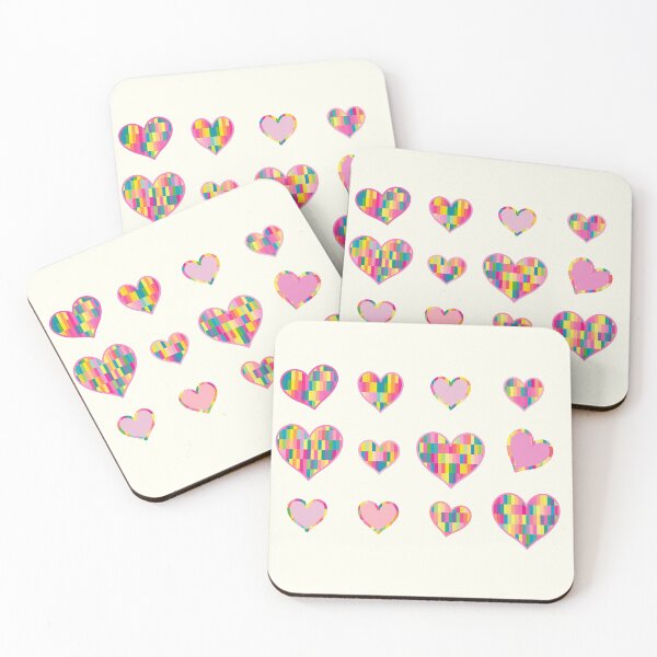 Item preview, Set of 12 Valentine's Day Hearts with pastel neon pattern colors designed and sold by greatnorris.