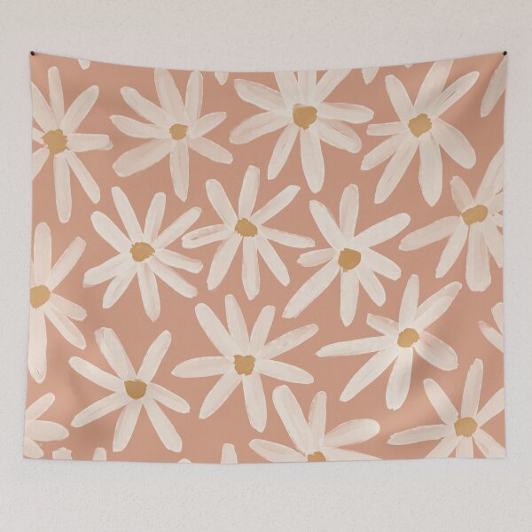 Item preview, Vintage Inspired Daisy Floral Pattern - Blush Pink and Off White designed and sold by morgansgoods.