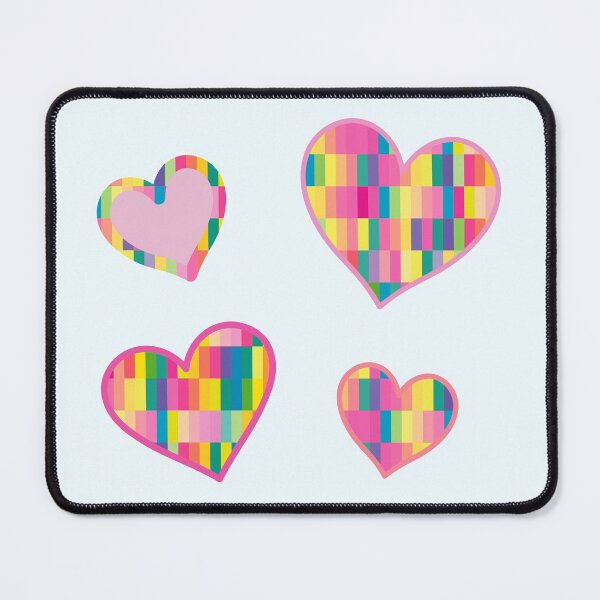 Item preview, Set of four Valentine's Day Hearts with pastel neon pattern colors designed and sold by greatnorris.