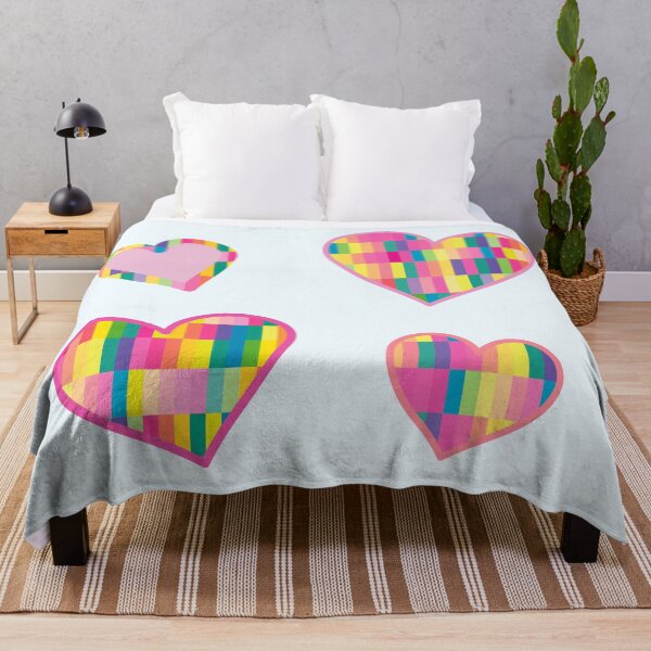 Item preview, Set of four Valentine's Day Hearts with pastel neon pattern colors designed and sold by greatnorris.