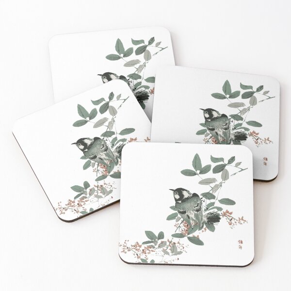 Item preview, Japanese Vintage Art with Bird on Tree with Pink Flowers designed and sold by Wenkatdesigns.
