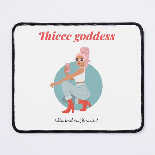 Item preview, Thiccc goddess- all natural- no filter needed- girl taking a mirror selfie with pink hair, red high heels and pink phone designed and sold by josephsteez.