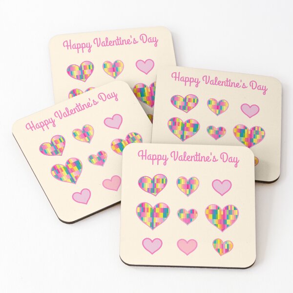 Item preview, Happy Valentine's Day: 9 Hearts with neon pastel pattern or colors designed and sold by greatnorris.