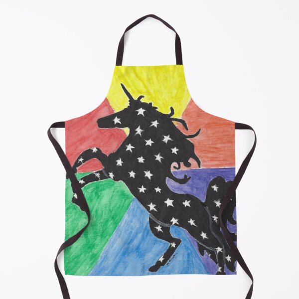 Item preview, Unicorn Silhouette with White Stars on a Rainbow Sectioned Background designed and sold by AliCatOriginals.