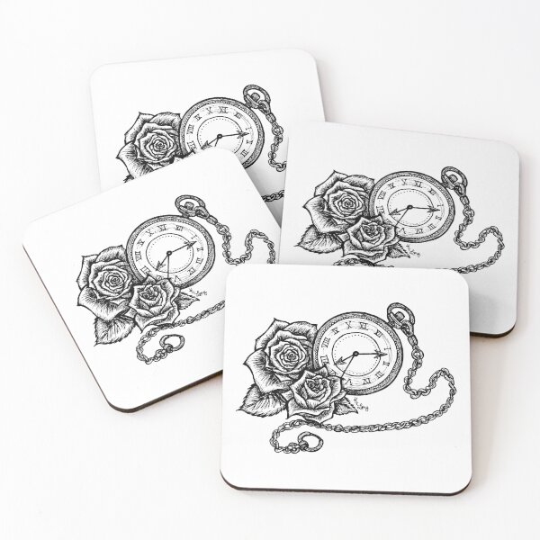 Item preview, Antique Pocket Watch and Roses Illustration designed and sold by Kelsey Lang.