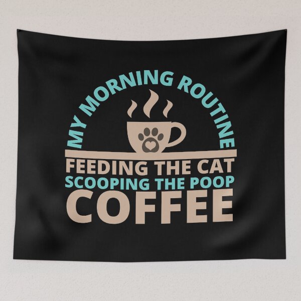 Item preview, Morning routine: feeding the cat, scooping the poop, coffee designed and sold by forthecatssake.