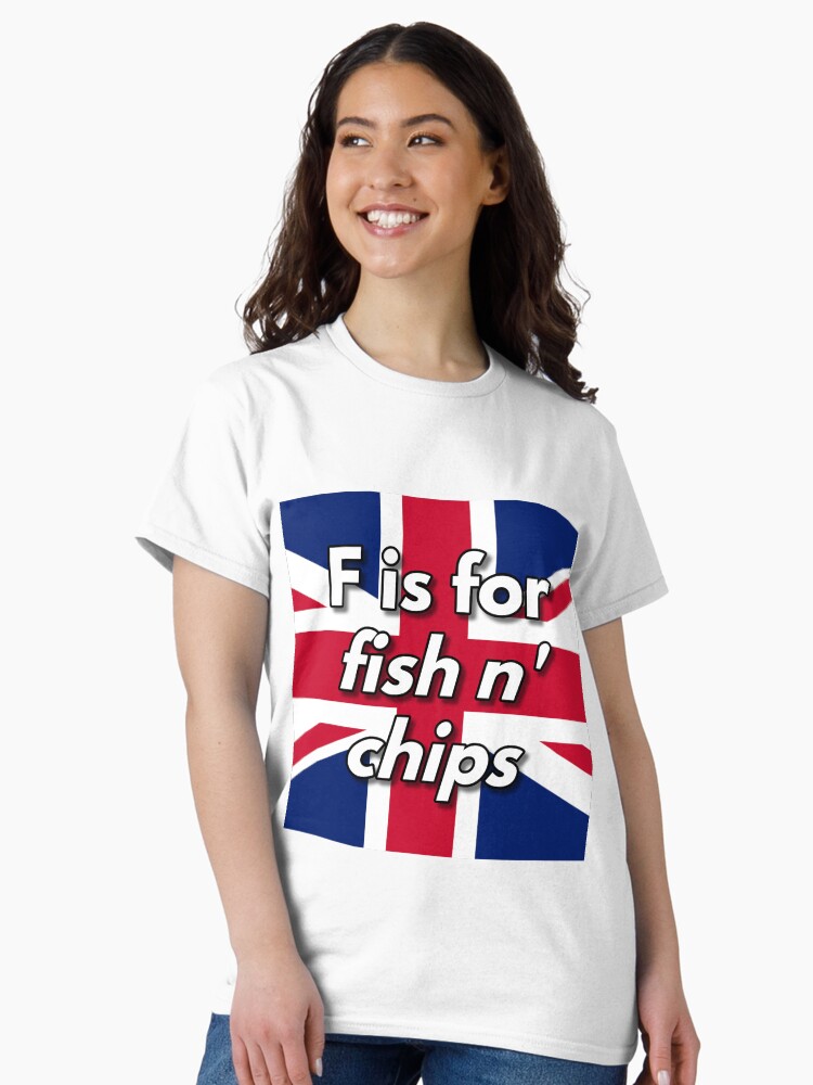 Thumbnail 2 of 7, Classic T-Shirt, F is for fish n' chips designed and sold by British-Culture.