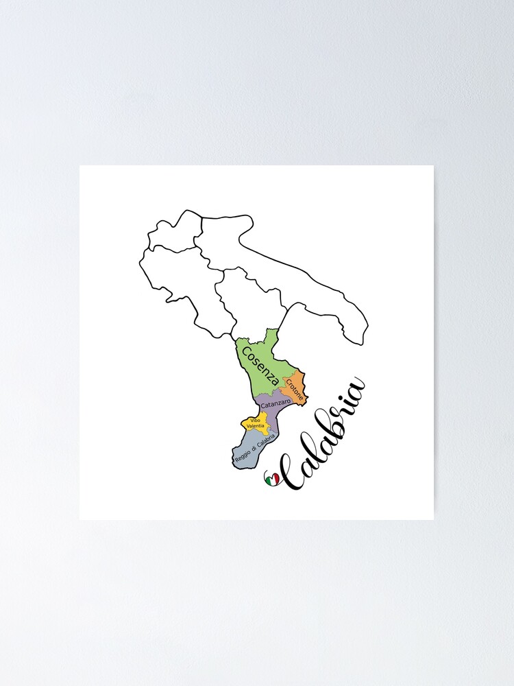 "Calabria Region Map - Provinces of Calabria Map " Poster for Sale by