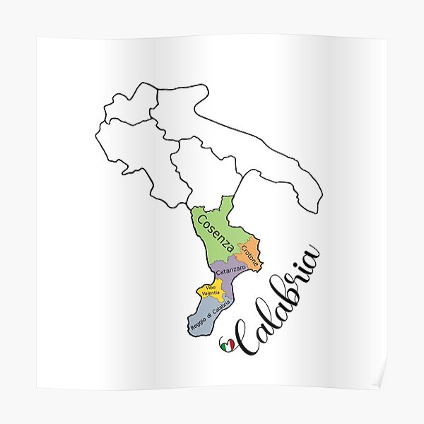 "Calabria Region Map - Provinces of Calabria Map " Poster for Sale by