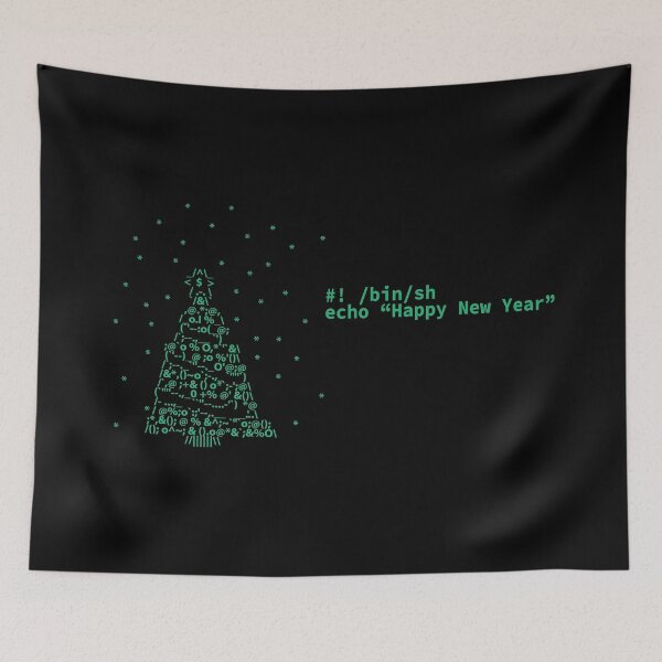 Artikelvorschau, Frohes neues Jahr, Ascii-Weihnachtsbaum und Shell-Skript - Programmierer, DevOps, Coder entworfen und verkauft von IrinchiDE.
