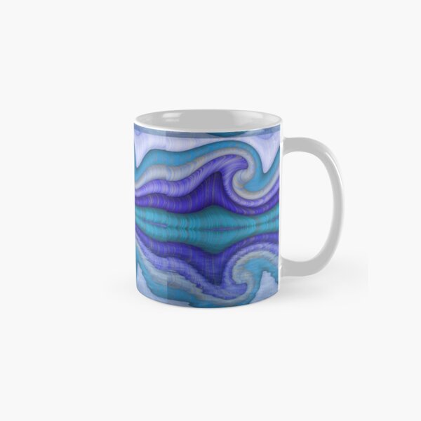 Embossed style crest of wave and reflection in calm ocean. Classic Mug
