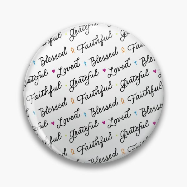 Item preview, Faithful-Grateful-Blessed-Loved Script Pattern with Christian Symbols - White Background designed and sold by KJVCalligraphy.