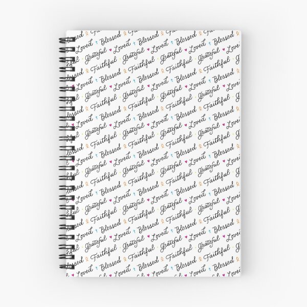 Item preview, Faithful-Grateful-Blessed-Loved Script Pattern with Christian Symbols - White Background designed and sold by KJVCalligraphy.