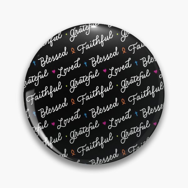 Item preview, Faithful-Grateful-Blessed-Loved Script with Christian Symbols - Black Background designed and sold by KJVCalligraphy.